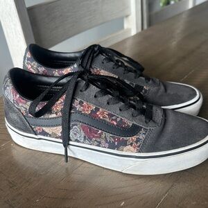 Vans Black and Floral Women's Sneakers